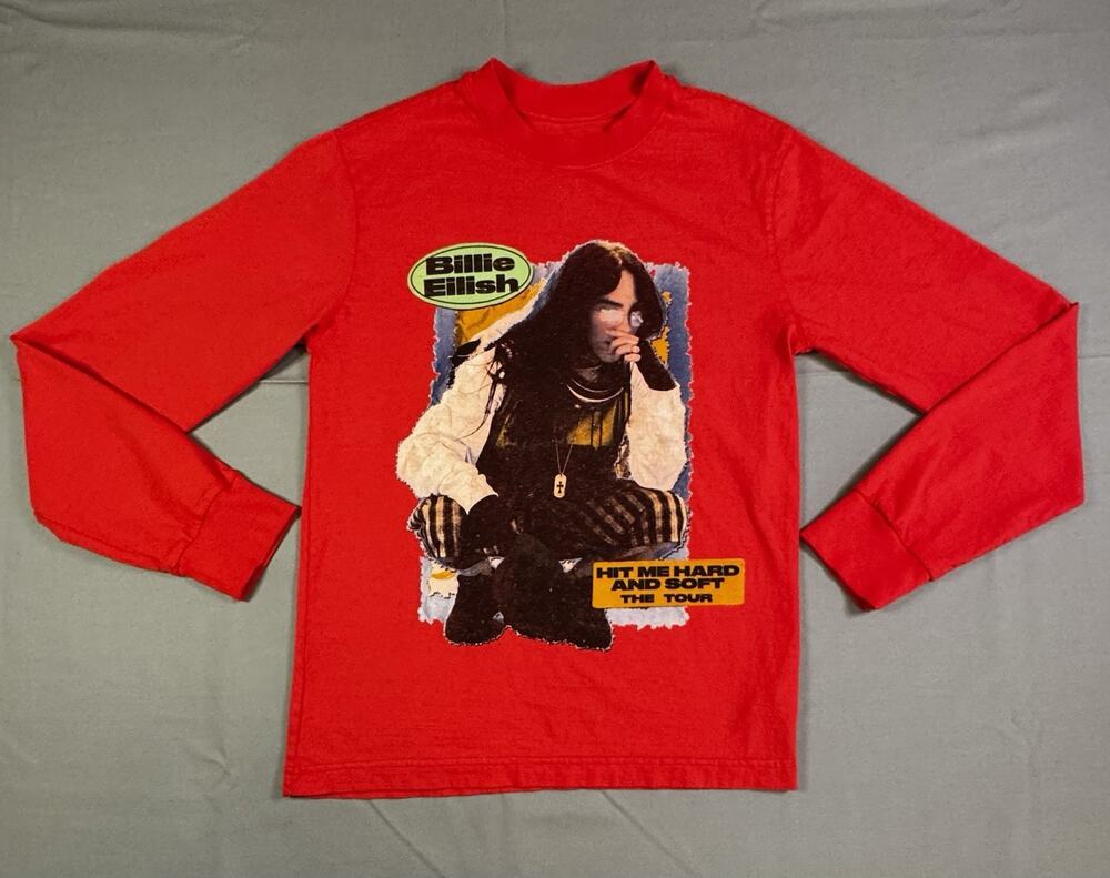 Billie Eilish 2024 Hit Me Hard And Soft Tour Long Sleeve Shirt Size Small Red
